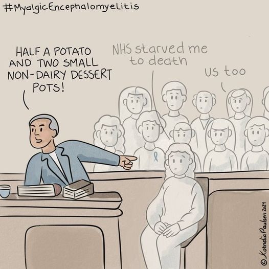 A poignant image created by Jornelia Paulsen (the ME shrinking world pictures are also hers IIRC) on the #MaeveInquest and imagining all the seats in the court room taken up by other ME patients as imagined by Dan Wyke.