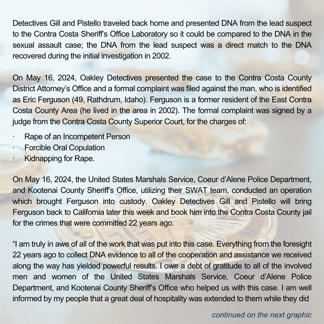 HeyDizzzy's tweet photo. #OnTheDocket for a Bail Hearing is #EricFerguson accused of a #coldcase kidn@pping & r@pe of an unnamed victim in 2002. Ferguson was apprehended in ID after his DNA was taken for a DV arrest & hit a match in CODIS. He was extradited to CA where he's currently being held. https://t.co/zEuSgsZCzo