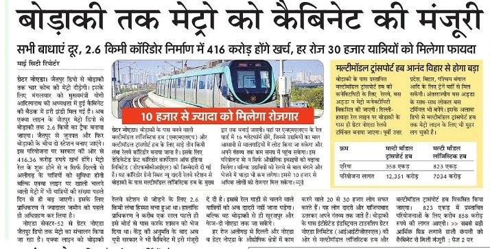 surendrao's tweet photo. @narendramodi आखिर केंद्र सरकार को ग्रेटर नोएडा से क्या नफरत है?इस बार भी ग्रेटर नोएडा मेट्रो को मंजूरी नही दी गई।सेक्टर 142 नोएडा से बोटेनिकल गार्डन मेट्रो विस्तार की फाइल @MoHUA_India में ही पड़ी हुई है।ना ही ग्रेटर नोएडा एक्सटेंशन और ना ही बोडाकी मेट्रो एक्सटेंशन को मंजूरी दी गई @PMOIndia https://t.co/dSBRqnTBve