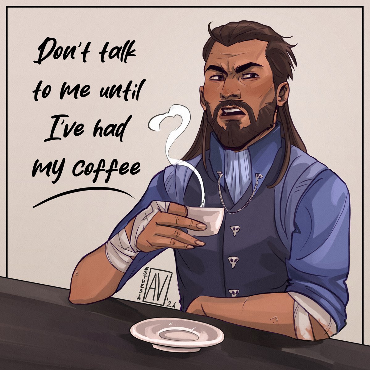 I saw Lucanis' dark circles in the promotional material released yesterday... and please, someone give this poor man a rest - or bring him numerous cups of Espresso coffee! 🥲❤️
#DragonAge #LucanisDellamorte #FanFriDAys #DragonAgeTheVeilguard