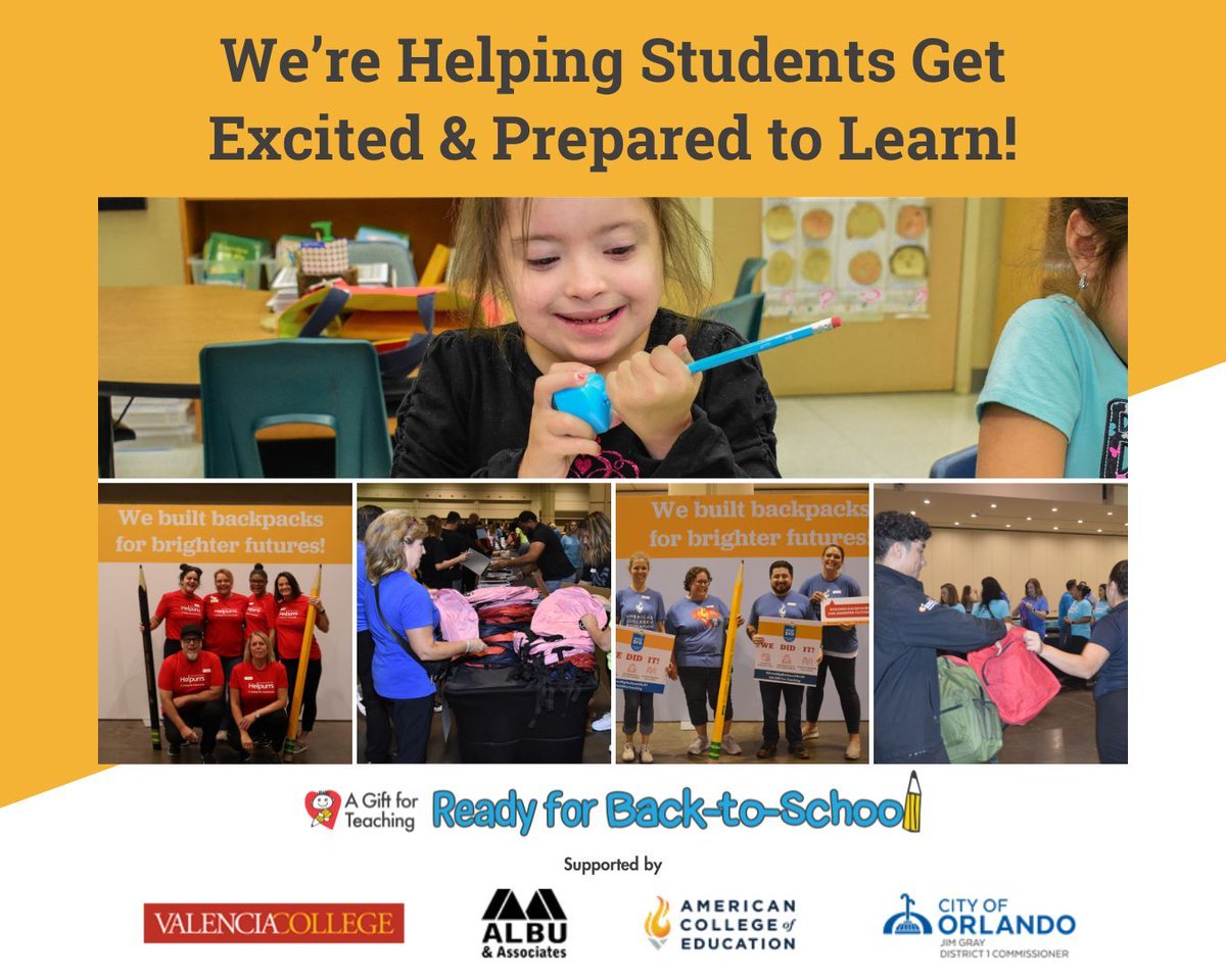 A Gift For Teaching (@agift4teaching) on Twitter photo A huge thank you to some of our Knowledge Builder sponsors: <a href="/valenciacollege/">Valencia College</a> @albuassociates <a href="/ACEedu/">American College of Education</a> <a href="/citybeautiful/">City of Orlando</a> <a href="/JimGrayOrlando/">Jim Gray</a>
Your generosity is fueling success in classrooms, giving students + teachers the tools they need to shine this school year! A huge thank you to some of our Knowledge Builder sponsors: <a href="/valenciacollege/">Valencia College</a> @albuassociates <a href="/ACEedu/">American College of Education</a> <a href="/citybeautiful/">City of Orlando</a> <a href="/JimGrayOrlando/">Jim Gray</a>
Your generosity is fueling success in classrooms, giving students + teachers the tools they need to shine this school year!
