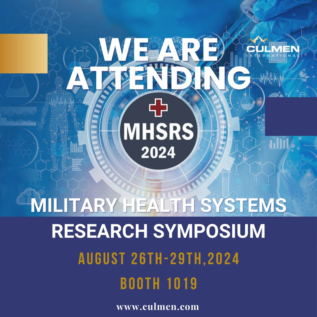 It's almost time for #MHSRS2024 and we are thrilled to be sending our team down to Florida! Our team will be representing Culmen and many of our projects at BOOTH 1019.
Stop by our booth for great conversation and some fun SWAG! Can't wait to meet and learn from everyone!