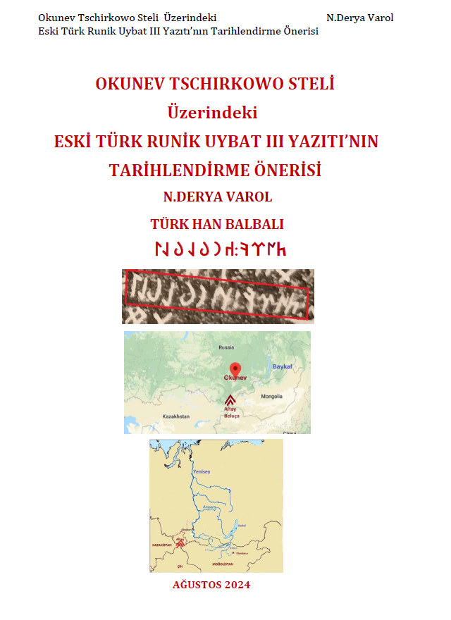 Evet arkadaşlar makaleyi yayınladım.
MÖ.2000'li yıllardaki Okunev dikitinin üzerinde yazılı olan Yenisey Uybat 3 yazıtının yazıtı yapanlar tarafından yazıldığını söylüyorum. Gerçekten dikit Okunev'e aitse, ki kaynaklarda böyle söyleniyor, Eski Türk Yazısının tarihi MÖ.2000'lere