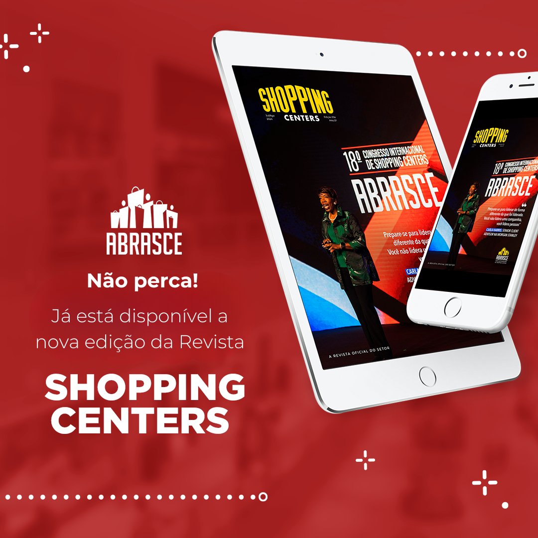 ABRASCE's tweet photo. A nova edição da Revista Shopping Centers chegou, trazendo uma visão completa sobre os principais acontecimentos do setor! 😎

Na matéria de capa, você confere um overview exclusivo do Congresso Internacional de Shopping Centers. https://t.co/8IbeI61zOB