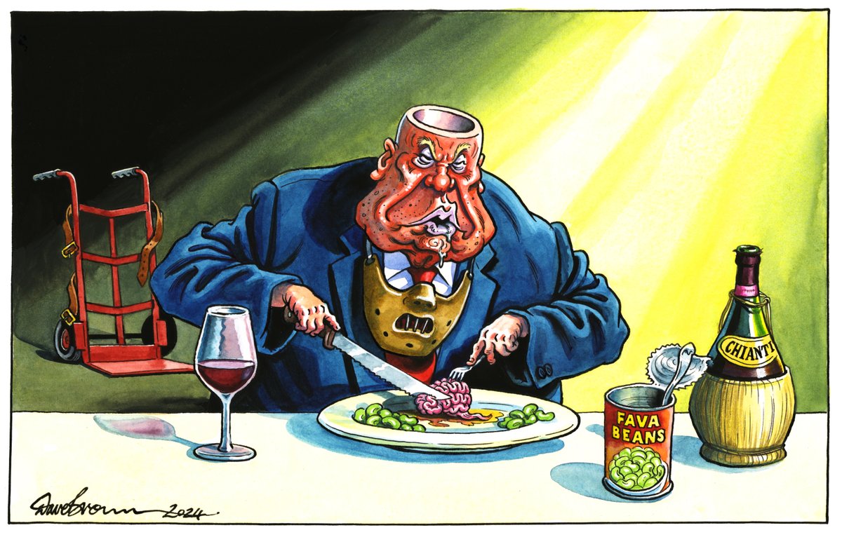 Dave Brown (@davebrowntoons) on Twitter photo Tomorrow's <a href="/Independent/">The Independent</a> cartoon... #Trump #Weird #WeirdTrump #TrumpMeltdown #HannibalLecter Tomorrow's <a href="/Independent/">The Independent</a> cartoon... #Trump #Weird #WeirdTrump #TrumpMeltdown #HannibalLecter
