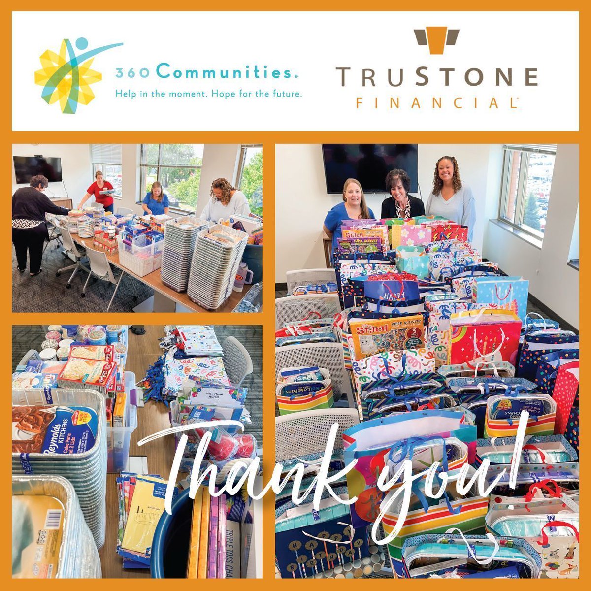 TruStone Financial is celebrating its 85th anniversary this year! 🎉 In celebration of their 85th birthday, the employees at TruStone Financial Credit Union <a href="/TruStoneFCU/">TruStone Financial</a> Riverwood Branch in Burnsville donated items and filled 72 birthday bags for children in the community! ❤️