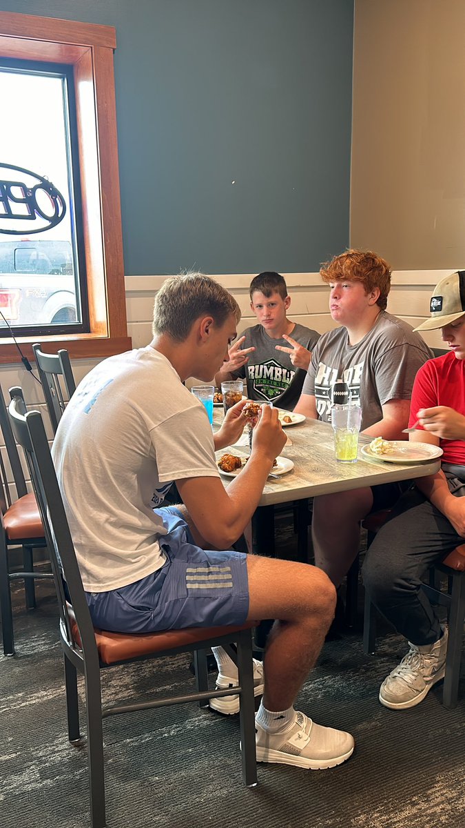 HLOFFootball's tweet photo. No better way to celebrate the end of summer workouts and the first week of Football than a trip to Pizza Ranch! https://t.co/sZUWLn0a8n