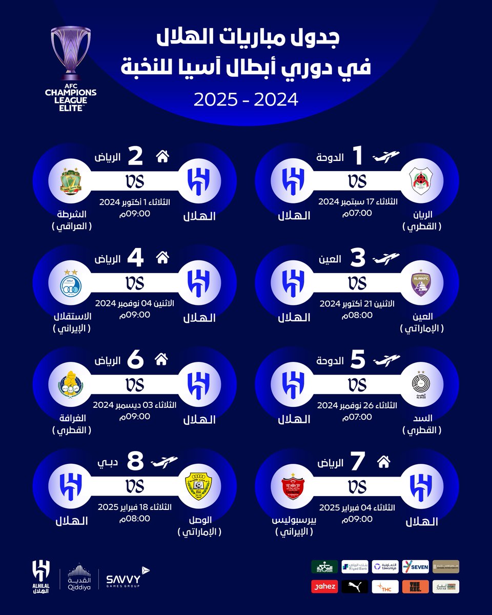 4SC100's tweet image. جدول مباريات #الهلال في كاس النخبه الاسيويه