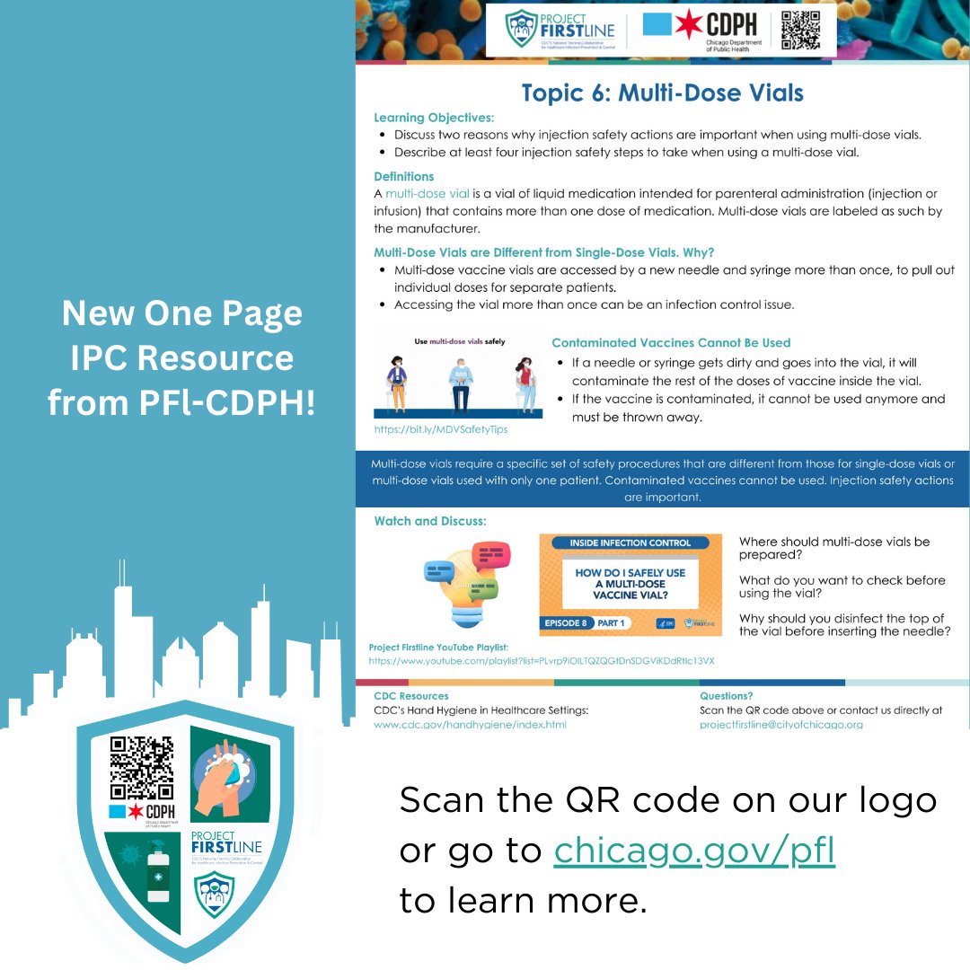 ChiPublicHealth's tweet image. Immunization safety is important all year round. During National Immunization Awareness Month, PFL specifically highlights some of PFLs resources, specifically the multi-dose vials training and one-pager Click here chicago.gov/pfl 
#PFL #CDC #CDPH #Vaccines #NIAM