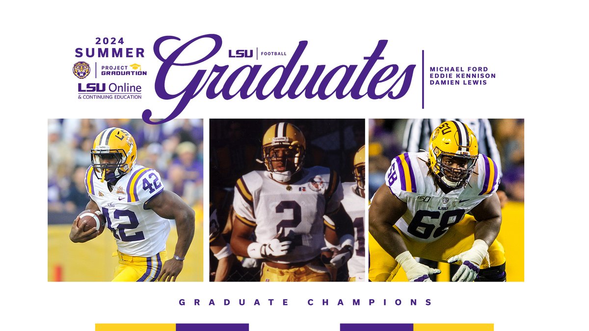 Former Tigers Michael Ford, Eddie Kennison and Damien Lewis returned to school and are officially <a href="/LSU/">LSU</a> Graduates! 

🎓| #LSUGrad