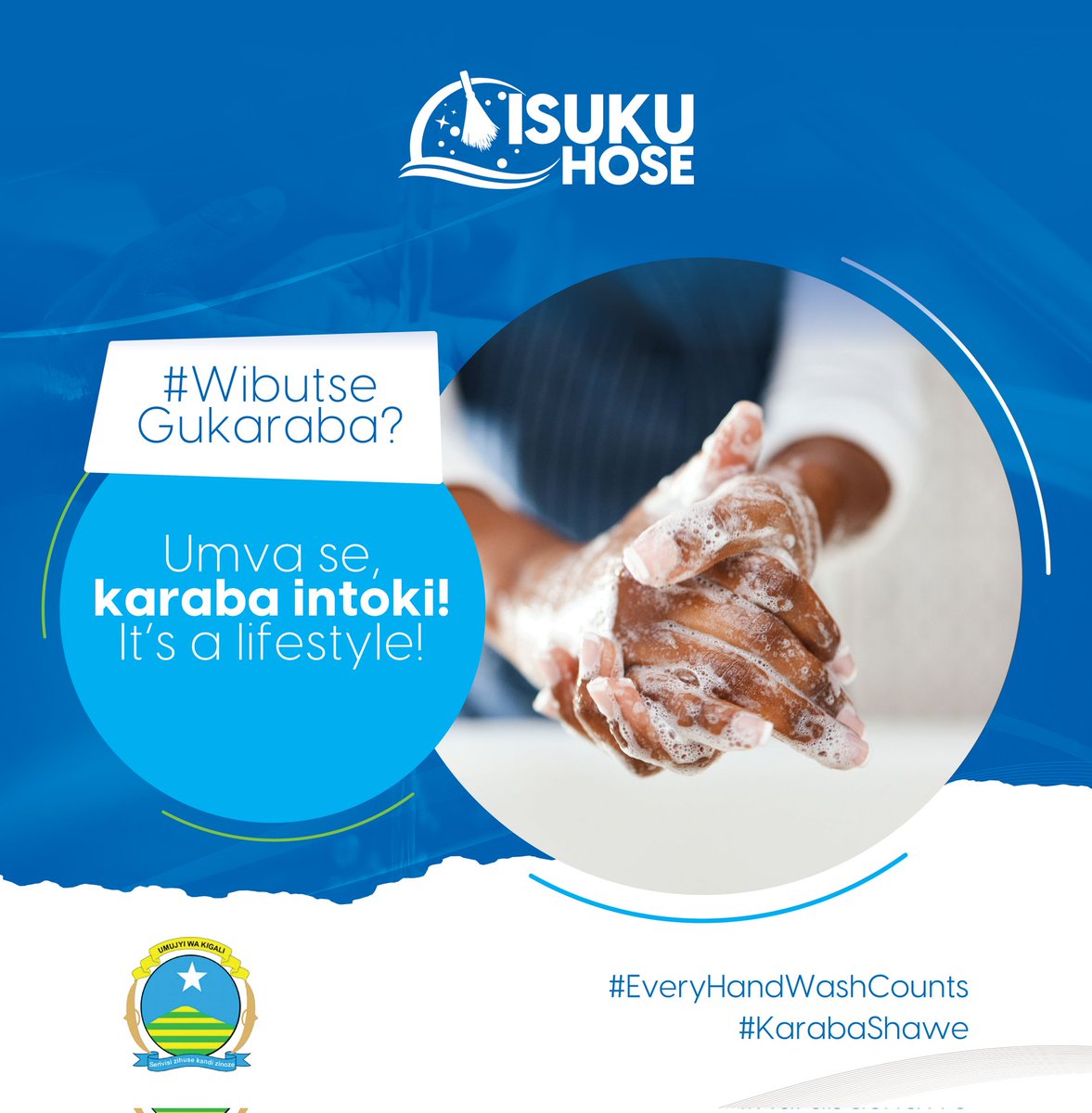 Banyakigali, 

Gukaraba intoki si ukwirinda indwara gusa nka COVID-19 cyangwa Ubushita bw’Inkende, ahubwo ni umuco. It’s a lifestyle!

Karaba intoki kenshi ku munsi. Sibyo? 

#EveryHandWashCounts!
#KarabaShawe!