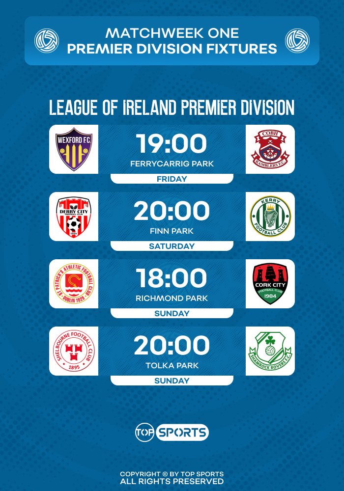 TopSports_RBLX's tweet photo. ⚽️ LEAGUE OF IRELAND FIXTURES

The time has come, what you have been waiting for... 

The League of Ireland is finally back! After a lengthy pre-season of patience, all fixtures for matchweek one have been posted below for your information. 

#TopSports | #LOI https://t.co/w1KXiliywm