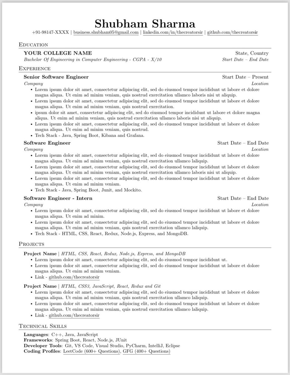 This Resume has an ATS score of more than 90 🤯

I have personally used this single-column resume in my job hunting and got amazing results.

I am sharing the exact editable template for this 🤩

To get it:-  
1. Follow me (So that I can DM) 
2. Like &amp; Repost 
3. Reply "Send"