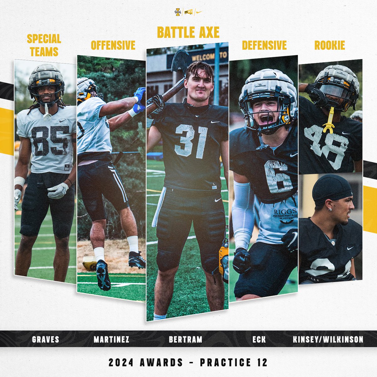 Idaho Football (@vandalfootball) on Twitter photo Practice 12 Awards!
🪓: <a href="/mbertram31/">Mathias</a>
OMVP: <a href="/Mike10Martinez/">Michael Martinez</a>
DMVP: <a href="/jaxtonjay/">Jaxton Eck</a>
STMVP: Michael Graves
RMVP: <a href="/RealKinsey7/">Aaron Kinsey</a> / <a href="/DiezelRuns/">Diezel Wilkinson</a>
#GoVandals Practice 12 Awards!
🪓: <a href="/mbertram31/">Mathias</a>
OMVP: <a href="/Mike10Martinez/">Michael Martinez</a>
DMVP: <a href="/jaxtonjay/">Jaxton Eck</a>
STMVP: Michael Graves
RMVP: <a href="/RealKinsey7/">Aaron Kinsey</a> / <a href="/DiezelRuns/">Diezel Wilkinson</a>
#GoVandals