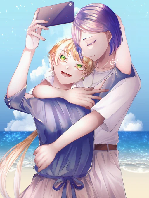 おろやこ 海で自撮り#illustration #イラスト #TRPG 