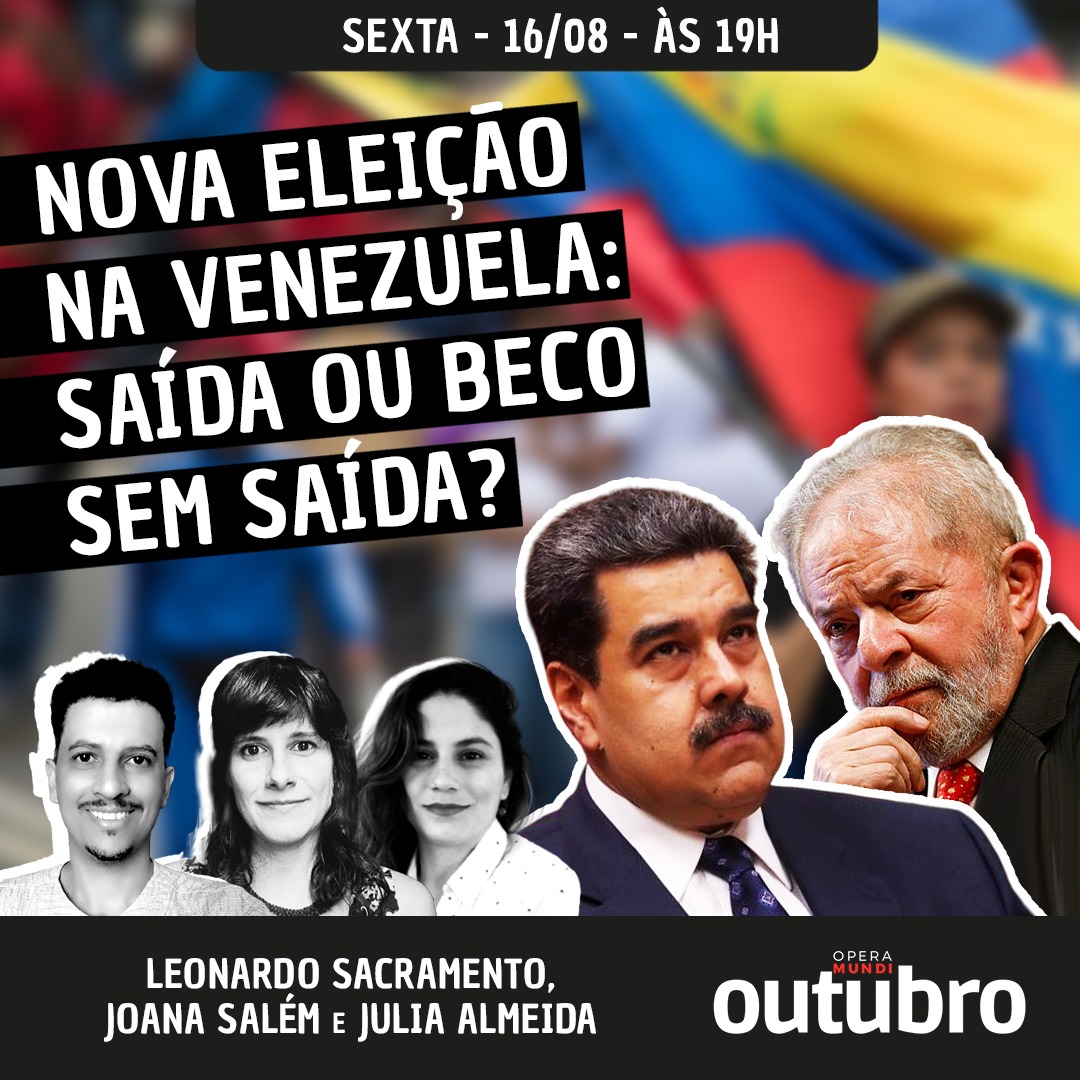 O Outubro desta sexta-feira (16/08) conta com a participação do pesquisador Leonardo Sacramento, da historiadora <a href="/salem_joana/">joana salém vasconcelos</a> e da professora <a href="/julia_avs/">Julia Almeida</a> para discutir a proposta de Lula pedindo novas eleições na Venezuela 

Não perca às 19h:
➡️youtube.com/live/9X21jIL0L…