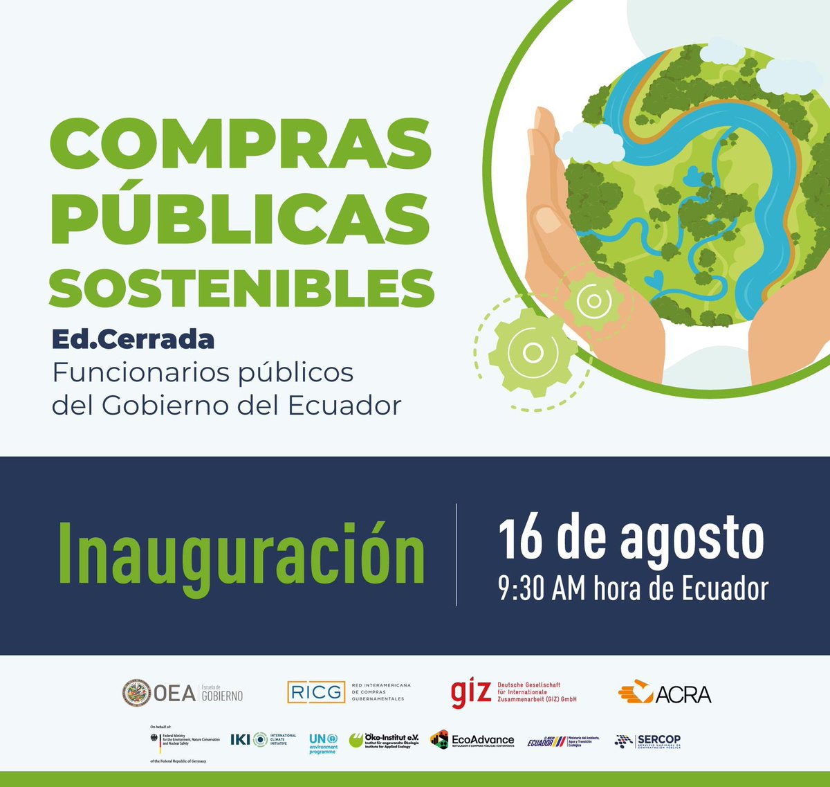 EscuelaOEA's tweet photo. 🍃Inauguramos la edición cerrada del Curso Compras Públicas Sostenibles dirigido al funcionariado de @SERCOPec y personal de gobierno del 🇪🇨
La iniciativa se realiza en el marco del Proyecto #EcoAdvance de la @giz_gmbh en alianza con @ACRA_Ecuador, @red_ricg y #EscuelaOEA 🤝 https://t.co/HXCAepOuBD
