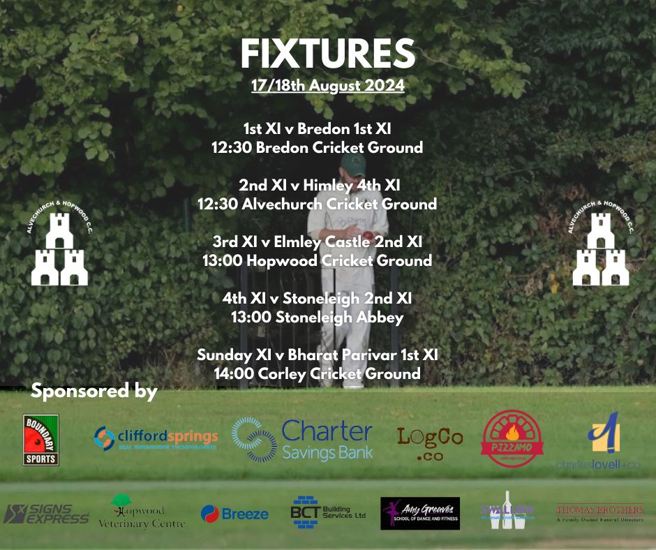 Weekend Fixtures🏏

A full set of fixtures this weekend. With Sun forecast, let’s hope for 5 wins!

Up the Church!