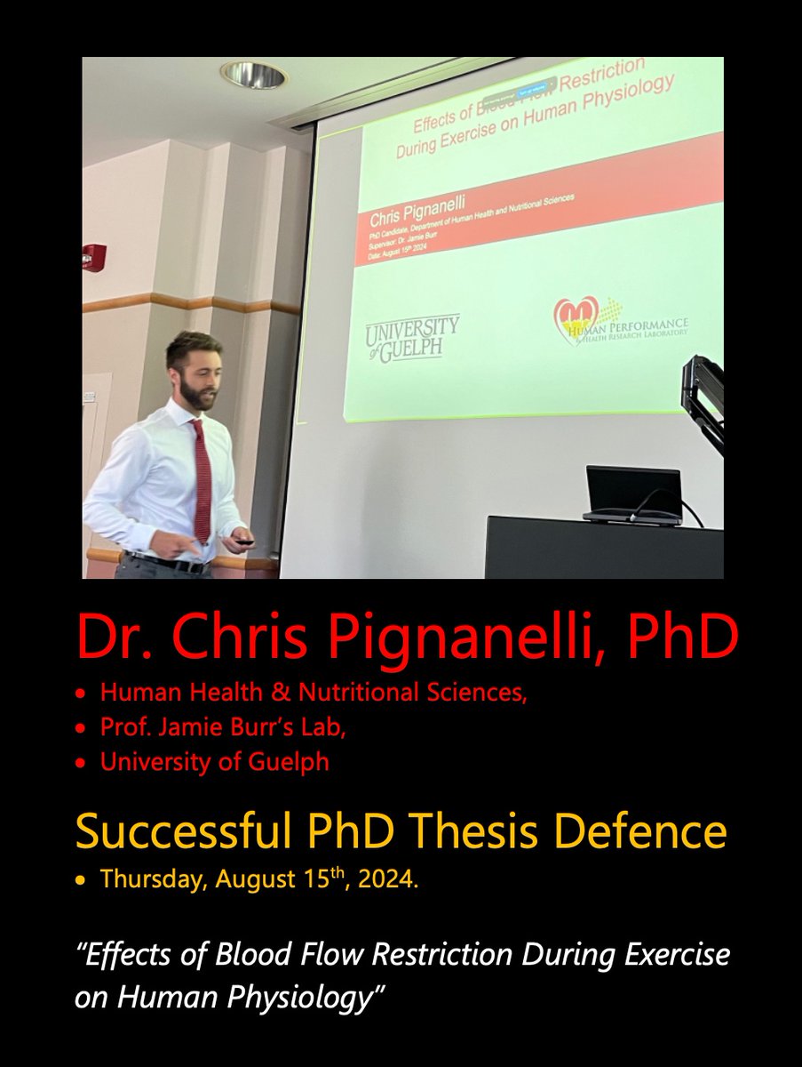 HHNS at UofG (@uofg_hhns) on Twitter photo 🍾CONGRATULATIONS DR. PIGNANELLI!👍
📢Chris Pignanelli, PhD, Successfully Defended His Thesis!
🚴♂️Effects of Blood Flow Restriction During Exercise
🥼Prof. Jamie Burr's Lab <a href="/UofGResearch/">UofGResearch</a>!
🏃Human Performance Lab: hplguelph.weebly.com
🗓️August 15
📌<a href="/UofG_HHNS/">HHNS at UofG</a>!
🏛️#UofG #UofGCBS 🍾CONGRATULATIONS DR. PIGNANELLI!👍
📢Chris Pignanelli, PhD, Successfully Defended His Thesis!
🚴♂️Effects of Blood Flow Restriction During Exercise
🥼Prof. Jamie Burr's Lab <a href="/UofGResearch/">UofGResearch</a>!
🏃Human Performance Lab: hplguelph.weebly.com
🗓️August 15
📌<a href="/UofG_HHNS/">HHNS at UofG</a>!
🏛️#UofG #UofGCBS