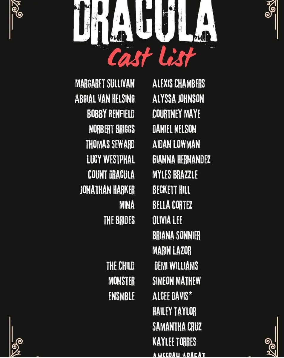 Senior year. Fall show. Yours truly will be playing the role of Count Dracula!! I'll be sure to make y'all proud