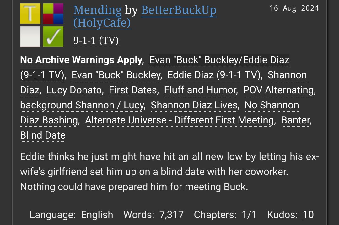 roundhouserobin's tweet photo. prompt fill for
@Nash_Hankid &amp; @911Actions
based on the prompt “nurse! eddie firefighter! buck different first meeting au. lucy and  shannon are girlfriends and introduce buck and eddie to eachother” one shot | 7.3k | Teen

https://t.co/WPI2vuF0s0 https://t.co/Zjdz6ZvWRY