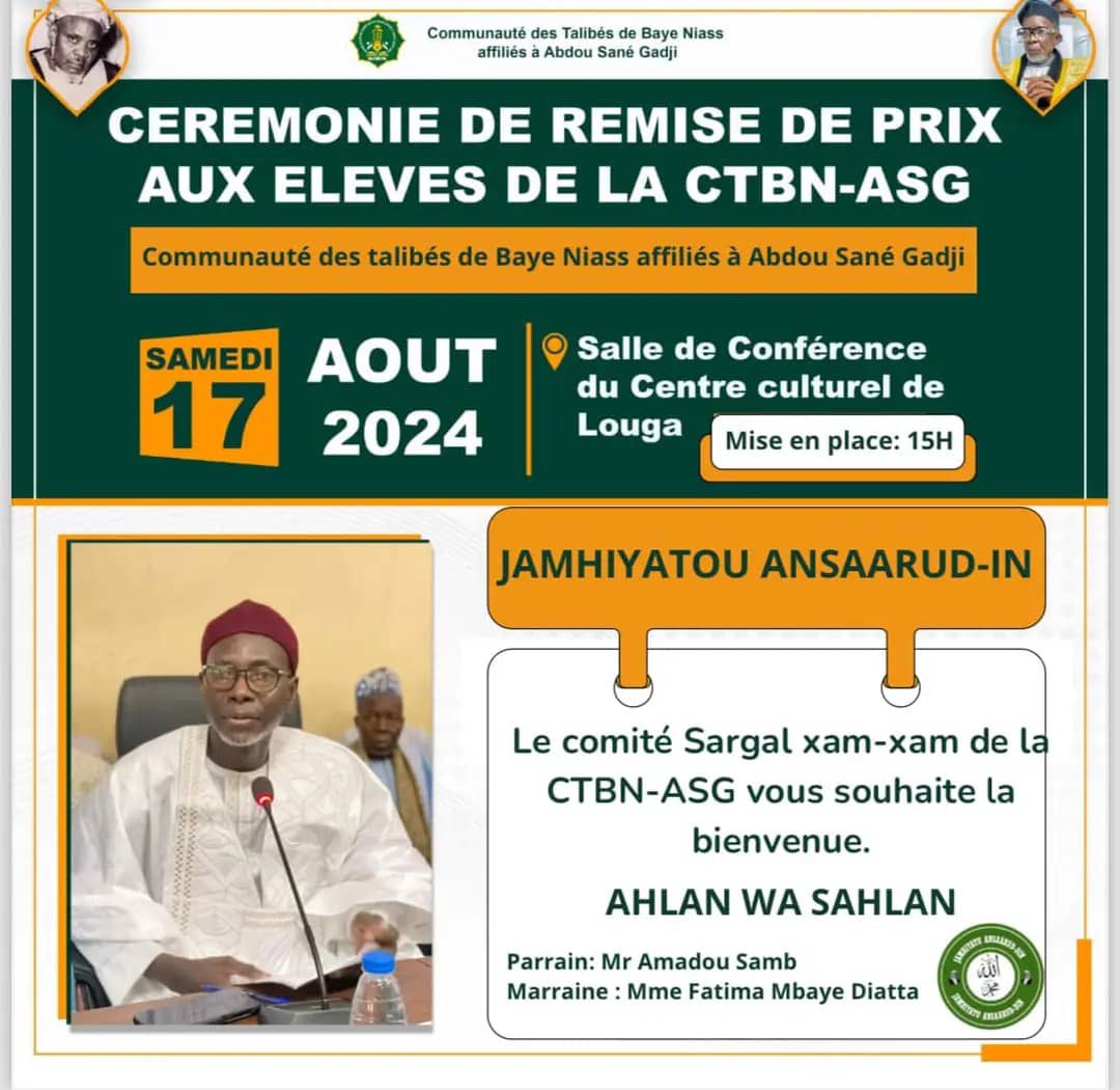 AdaMCoundoul's tweet photo. Cérémonie de Remise de Prix !!!
Ce Samedi 17 Août 2024 à Louga . 
Récompensons l’Excellence !!!
Encouragements aux initiateurs  et Félicitations aux élèves qui seront primés . 
L’éducation est la clé de développement de tout pays .
Ensemble Nous Pouvons !!!
@MBodess https://t.co/nJ1pgpqKQJ
