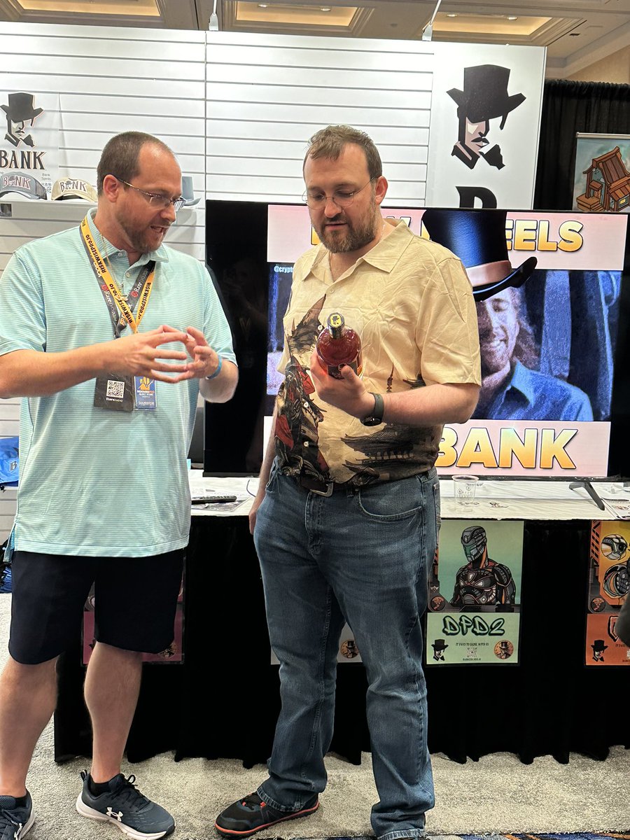 What a first day <a href="/RareEvo/">Rare Evo: A Blockchain Event</a> always an amazing time networking with so many founders of great projects.   <a href="/IOHK_Charles/">Charles Hoskinson</a> thank you for stopping by and enjoy the bourbon. Thanks for the platform you have given all of us.  <a href="/BankSpirits/">$BANK Bourbon & Spirits - "No Man's Land"</a> <a href="/BankercoinAda/">@bankercoinada</a>