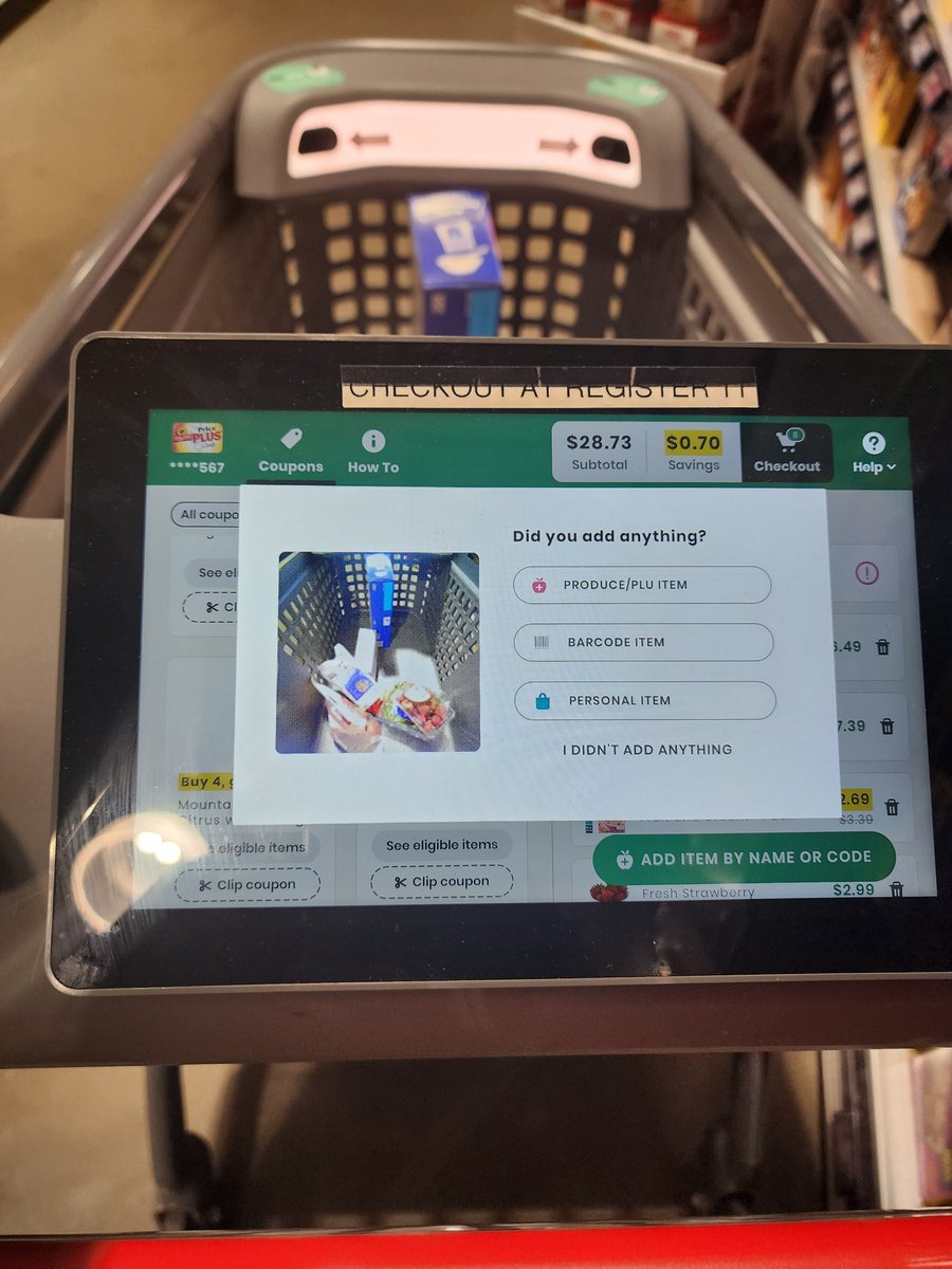 analystcarla's tweet photo. Smart shopping carts.. this is just awesome. Tracks expenses, identifies coupons, weighs items and senses every addition and removal etc https://t.co/aqu73gIDVm