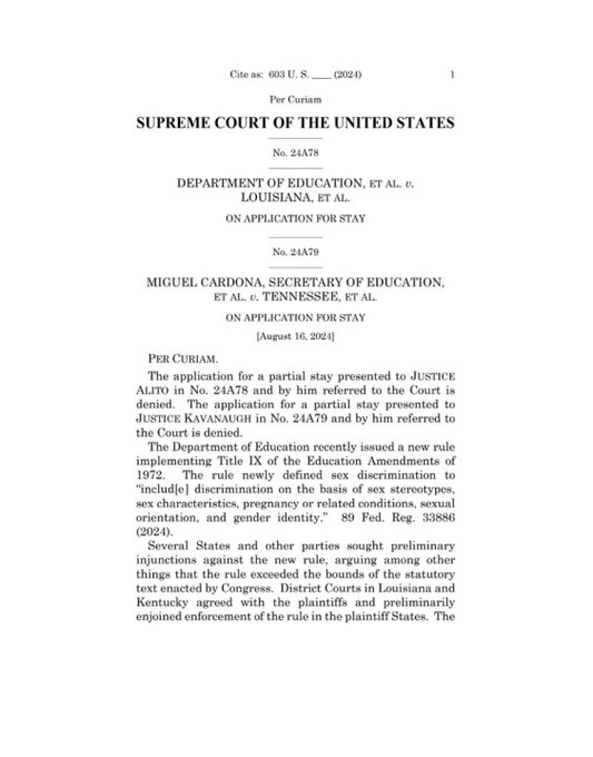 ChanceGardi's tweet photo. Con una decisione 5-4, la Corte Suprema ha ANNULLATO la riscrittura del Titolo IX da parte dell'amministrazione Biden-Harris. Agli atleti UOMINI non sarà più consentito accedere agli sport FEMMINILI, ai bagni, agli spogliatoi o ai dormitori delle DONNE. https://t.co/ZqVcJaMtUy