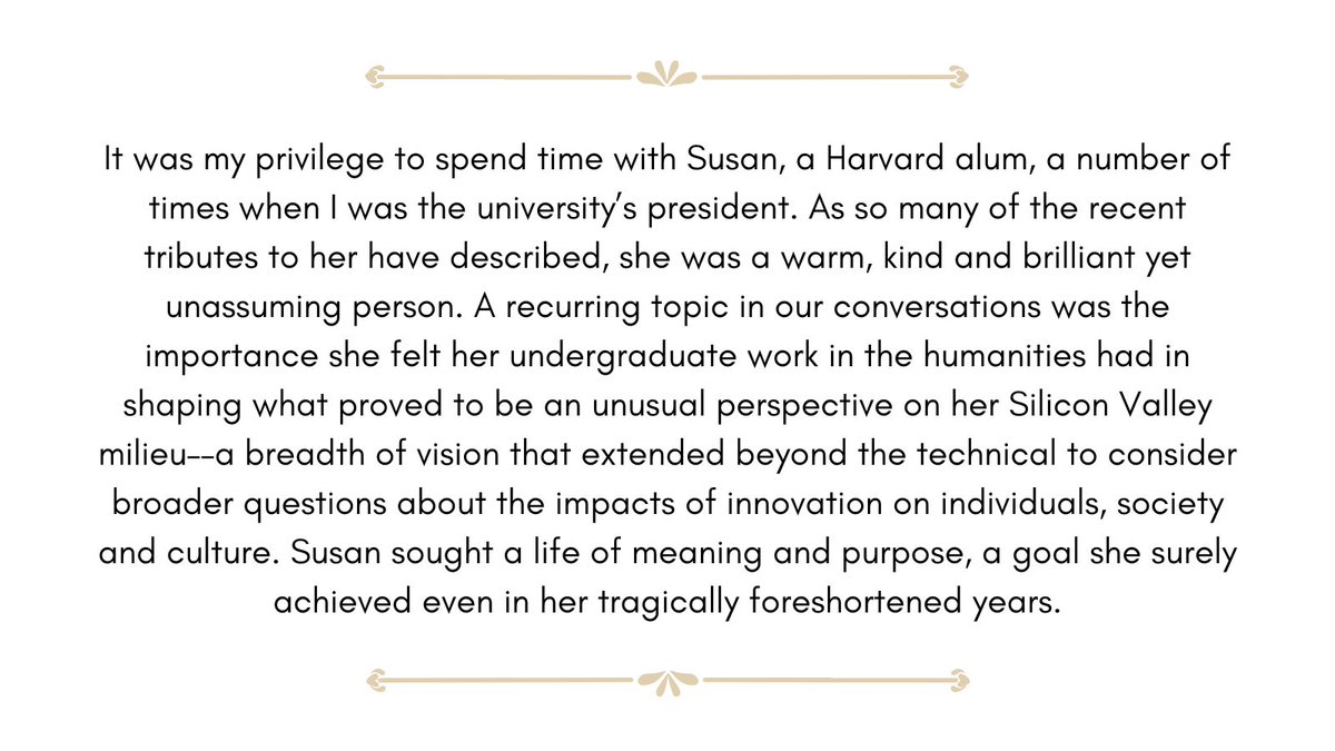 DrewFaust (@drewfaust28) on Twitter photo I was shocked and deeply saddened to learn of Susan Wojcicki’s untimely death. I send my heartfelt condolences to her husband <a href="/dtroper/">Dennis Troper</a> and family. I was shocked and deeply saddened to learn of Susan Wojcicki’s untimely death. I send my heartfelt condolences to her husband <a href="/dtroper/">Dennis Troper</a> and family.