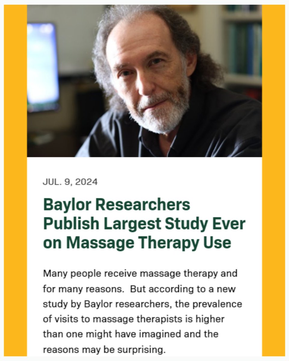 New findings from Dr. Jeff Levin at Baylor reveal intriguing trends in massage therapy usage, with 30 million Americans adopting it for wellness. 

Check out how massage is shaping holistic health practices: bit.ly/3WwFgmW