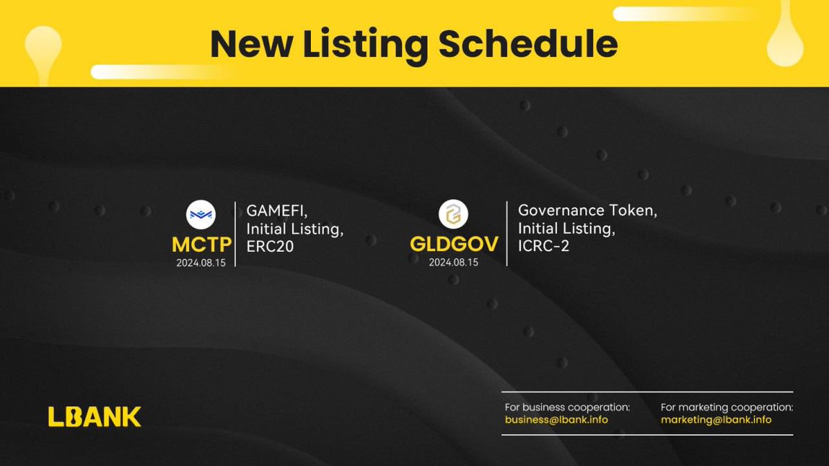 EarnKnowlegde's tweet photo. 🚀 New listings dropping this week at #LBank! 🌟

$MCTP #GLDGOV 

Stay tuned! #LBankAngel https://t.co/KI4Q4vDuKe
