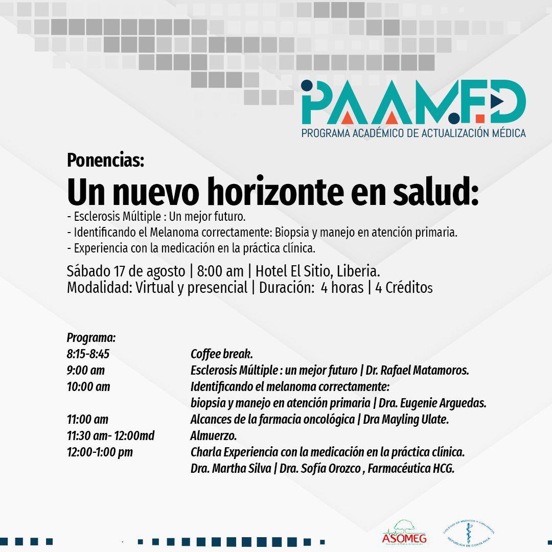 MarthaMilenaSi2's tweet photo. 🔜Mañana 📅17 de agosto conversaremos en el Programa Académico de Actualización Médica #PAAMED de #CostaRica sobre Experiencia con la Medicación #MedicationExperience como un nuevo horizonte en salud con @SofiaOrozco06 @SEDOF_ORG Les esperamos vía zoom 👇🏼👇🏼👇🏼👇🏼 https://t.co/Qf2hMXYyYz