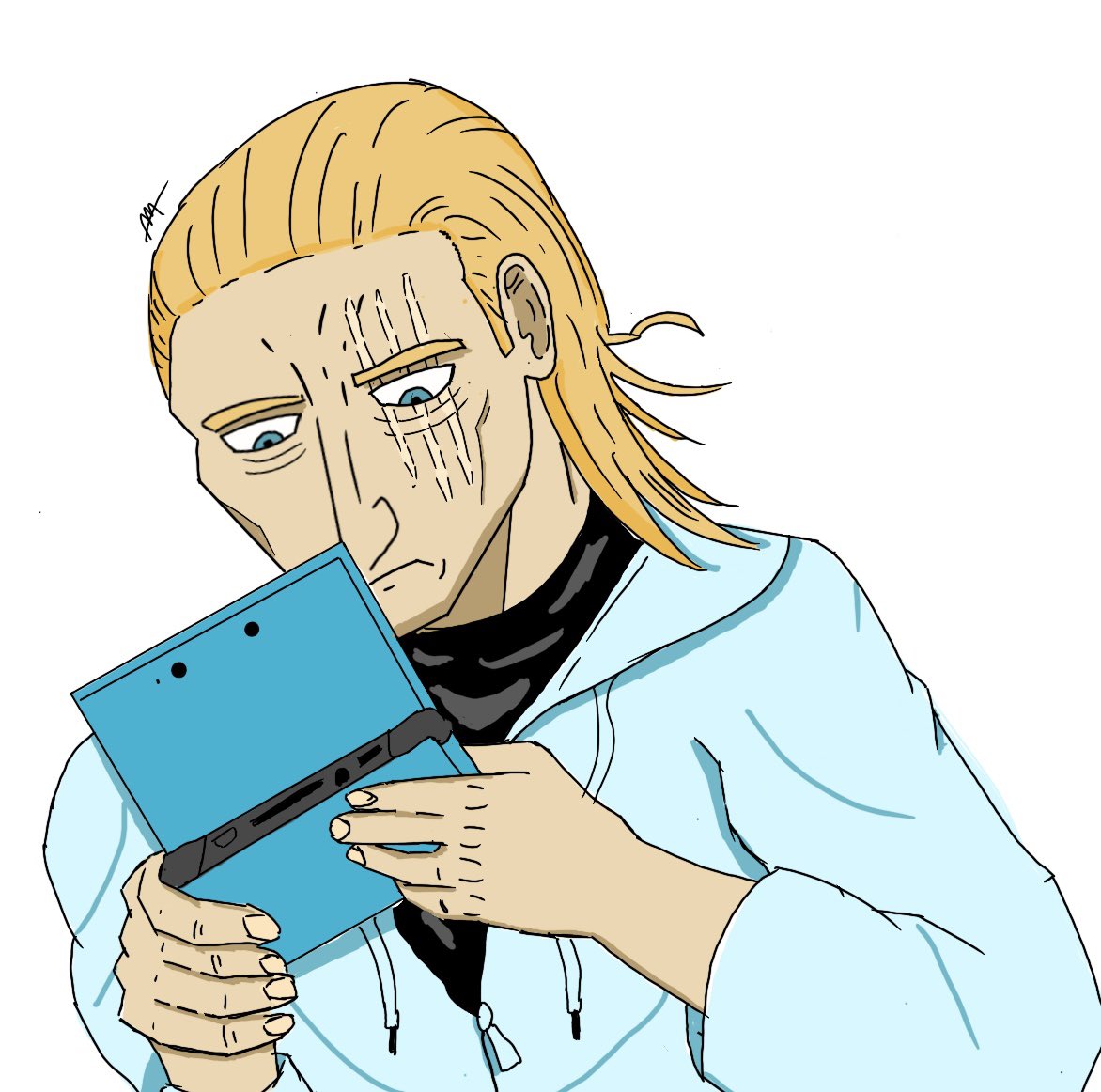 DintenOfficial's tweet photo. what game is he playing? #OPM #3DS #King #OnePunchMan https://t.co/md8qAlZ3db
