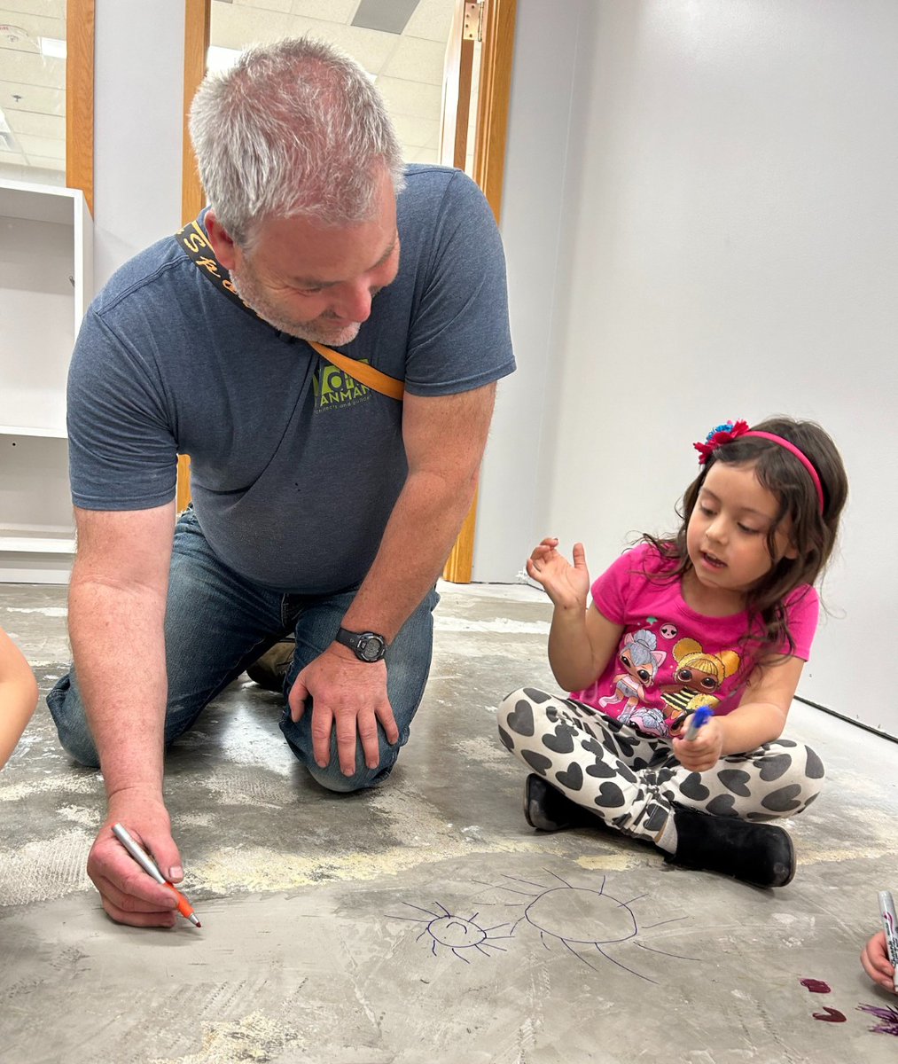 VanmanAB's tweet photo. Before putting in new floors at the Little Lambs Christian Learning Center, the kids (and Jason from Vanman A+B) blessed the space with artwork, footprints, and scribbles.

Such a meaningful way to start an awesome project like this 🙏

#designbuild #community https://t.co/NmiuYB752r