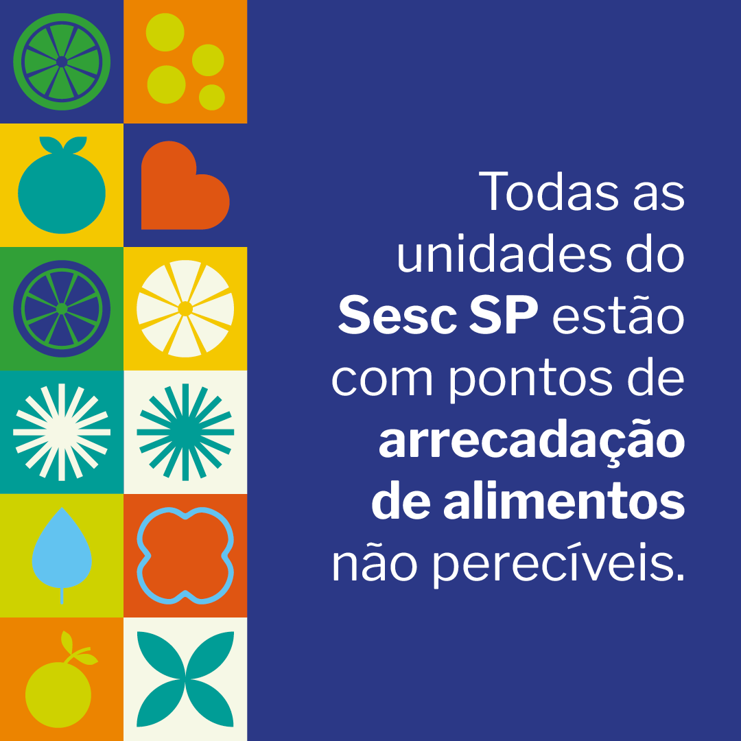 #VemDoar e ajudar a minimizar a fome de milhares de pessoas!

Todas as unidades do Sesc SP estão com pontos de arrecadação de alimentos não perecíveis (arroz, feijão, farinha, milho, dentre outros).