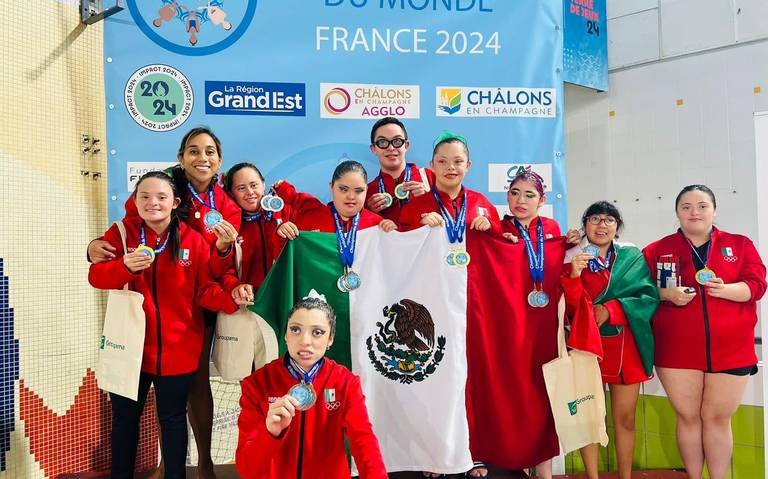SOLTOLUCA's tweet photo. Sirenas brillaron en el Mundial de Natación Artística. 🧜🏻‍♀️🥰

El equipo conformado por atletas con síndrome de Down ganaron 8 medallas de oro, plata y bronce. 👏🏼🥇 #QueOrgullo

Todas son del Estado de México y con orgullo representan a su país. 🇲🇽

📲 https://t.co/R9MD1jrFxu https://t.co/q7UqKrr48n