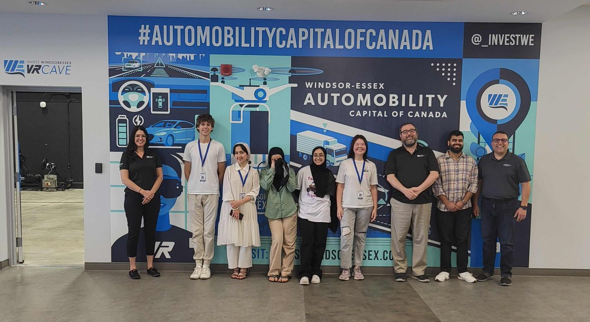 _investwe's tweet photo. Thank you to the students from The Windsor Women Working With Immigrant Women @wwwwiw_org for a great visit to our Automobility and Innovation center yesterday to learn about #automobility and engage in an immersive experience in the #IWE #VRCAVE! https://t.co/U2dLo0N9Fx