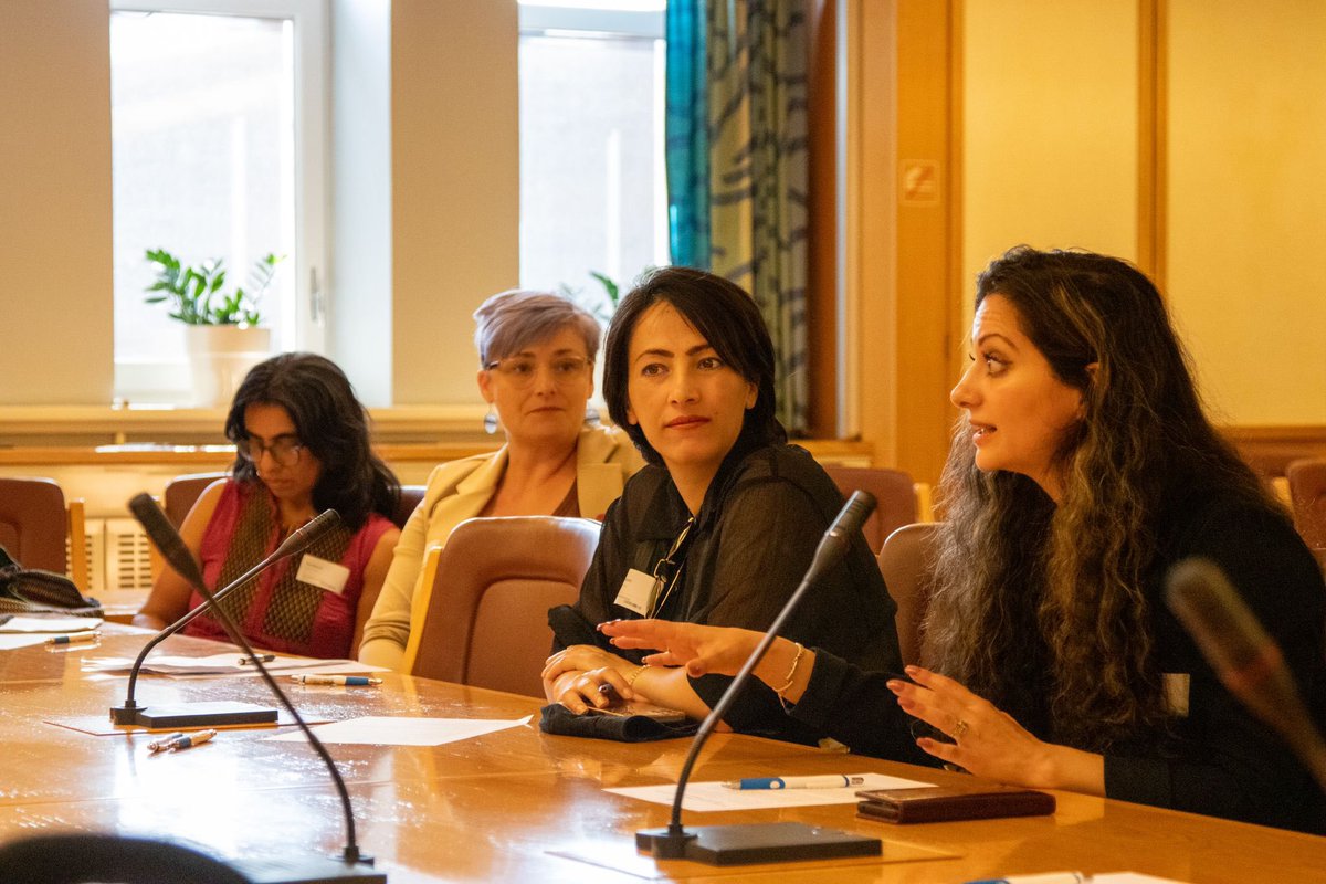 HodaKhamosh's tweet photo. Today,on the occasion of the third anniversary of #Afghanistan's surrender to terrorists,we held a program with the participation of various parties in the #Norwey Parliament. 
We achieved positive results in our efforts to recognize #GenderApartheid &amp; deliver aid to the people. https://t.co/2mB1RypVzg