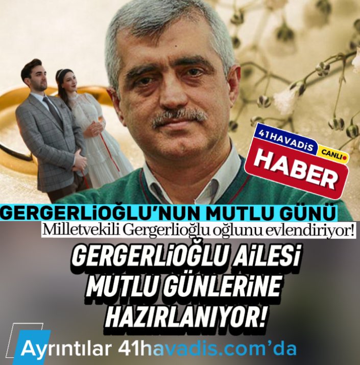Ömer Faruk Gergerlioğlu'nun oğlu Salih Gergerlioğlu evlilik yolunda 41havadis.com/haber/omer-far… <a href="/41havadis/">41havadis</a> aracılığıyla

<a href="/gergerliogluof/">Ömer Faruk Gergerlioğlu</a> 
@salihro 
#Gergerlioğlu
#evlilik
#cemiyet
#düğün