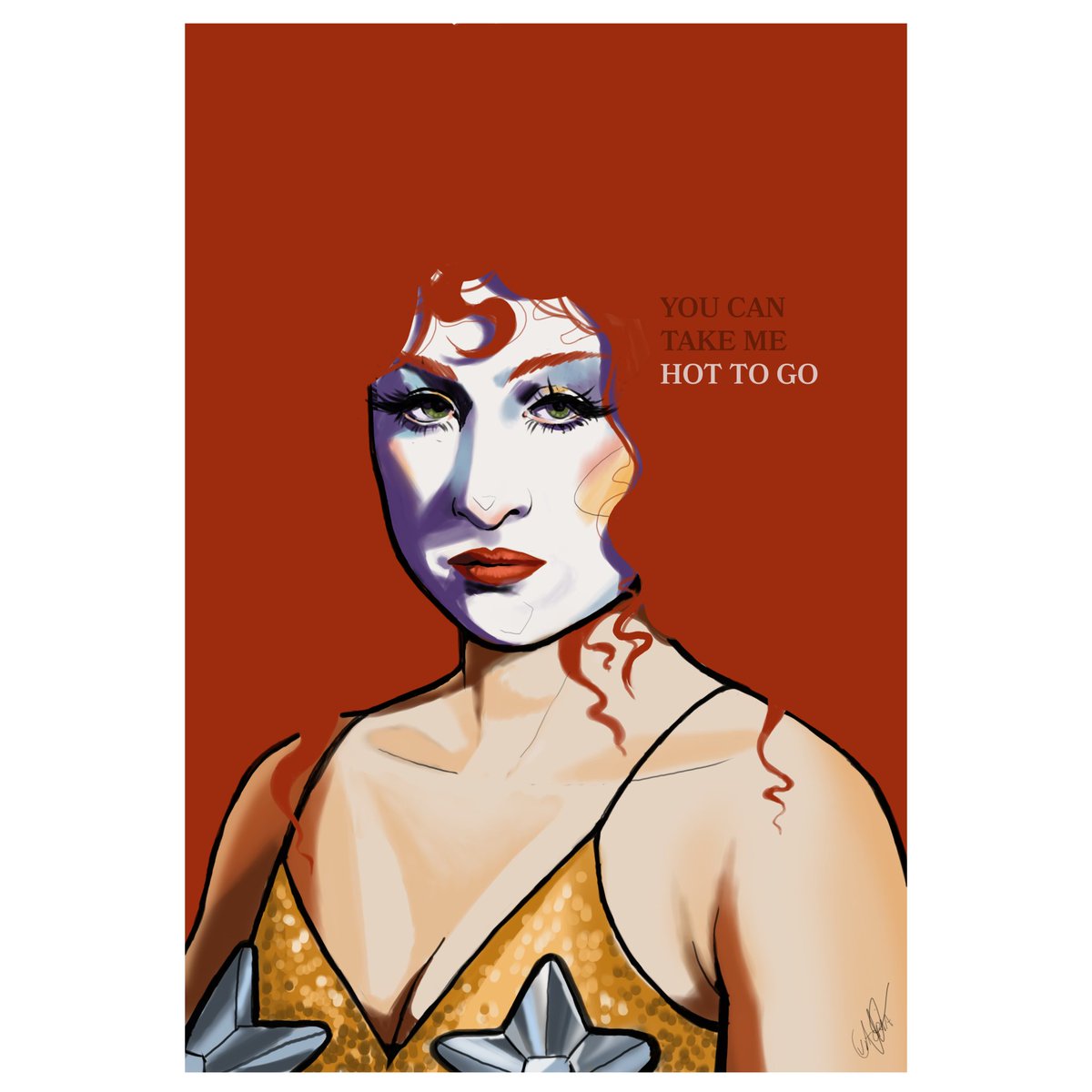Winfieldsss's tweet photo. H-O-T-T-O-G-O YOU CAN TAKE ME HOT TO GO! Fiz aqui uma fanart da Chappell Roan https://t.co/gfeBjYjy9Z
