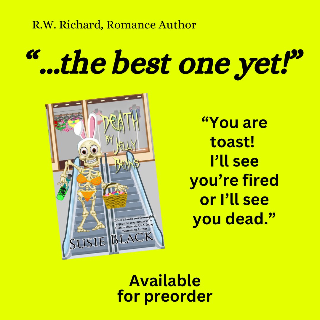 Only 19 days until release day for this hilarious whodunit. Grab your copy early: amazon.com/Death-Jelly-Be… #cozymystery #wrpbks #mustread #beachbook #amateursleuths #EasterBunny