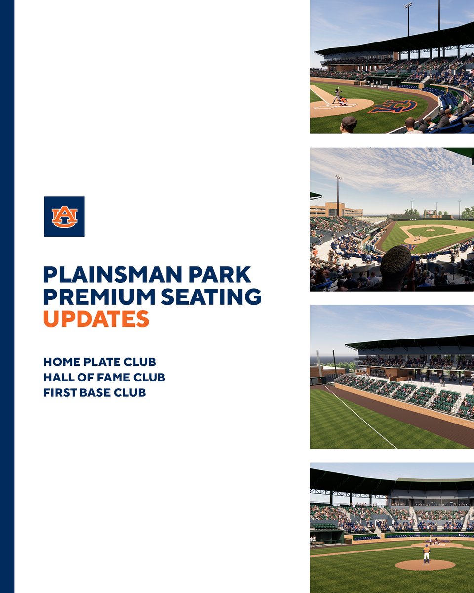Premium seating options aplenty.
- Home Plate Club
- Hall of Fame Club
- First Base Club

Fill out an interest form at the link below to help us prepare for the sales process that will begin later this month. ⤵️

🎟️ » auburntige.rs/2025bsbpremium

#WarEagle