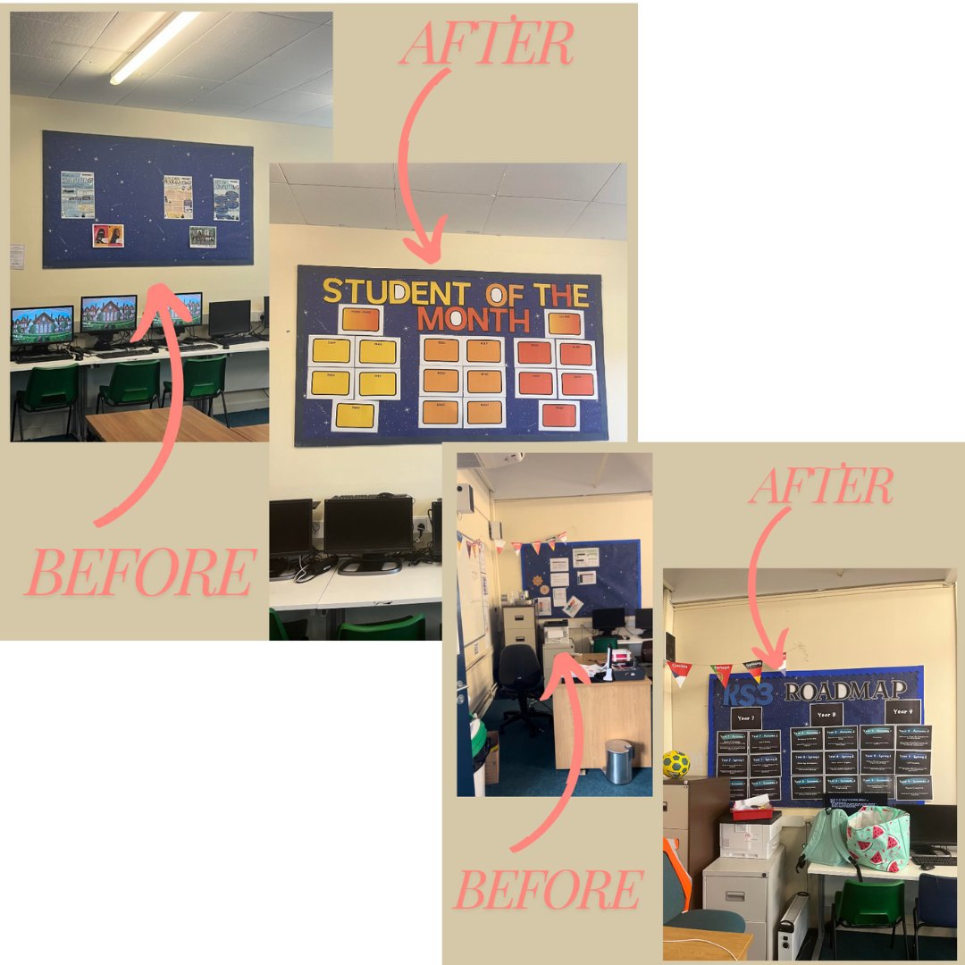 misskhazel's tweet photo. I wish Twitter / X let you share more than four pictures - but yesterday I went into my new school to set up my display boards. It's a luxury to have my own room after having share in my previous place!

#teaching #displayboards #secondaryschool #computing https://t.co/L8i8FN7QRs