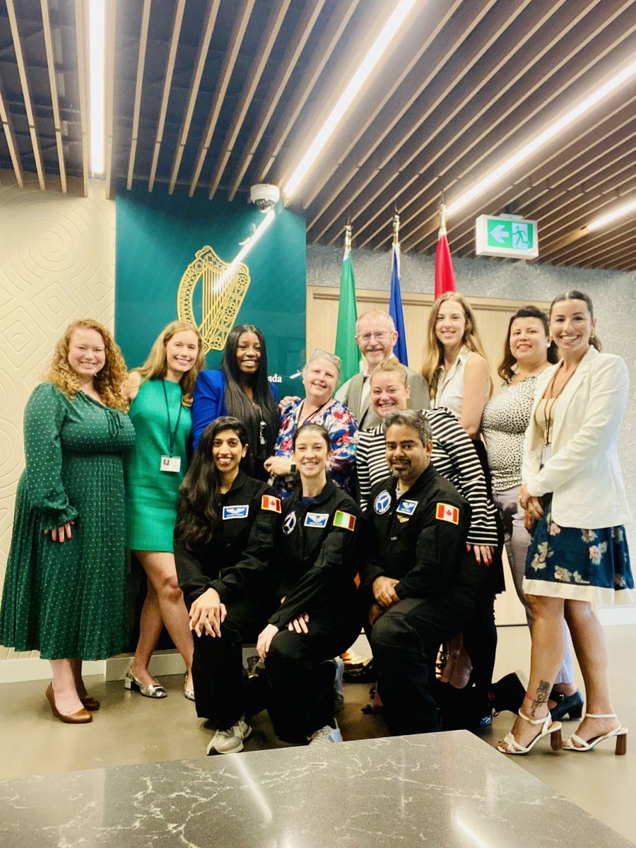 IrlEmbCanada's tweet photo. Ireland Canada relations are out of this world! 🚀 Today, we were delighted to meet Ireland’s first astronaut @SpaceNorah alongside her Canadian colleagues @shawnapandya and Aaron Persad 🇮🇪🇨🇦 https://t.co/lhlPkjEeY6