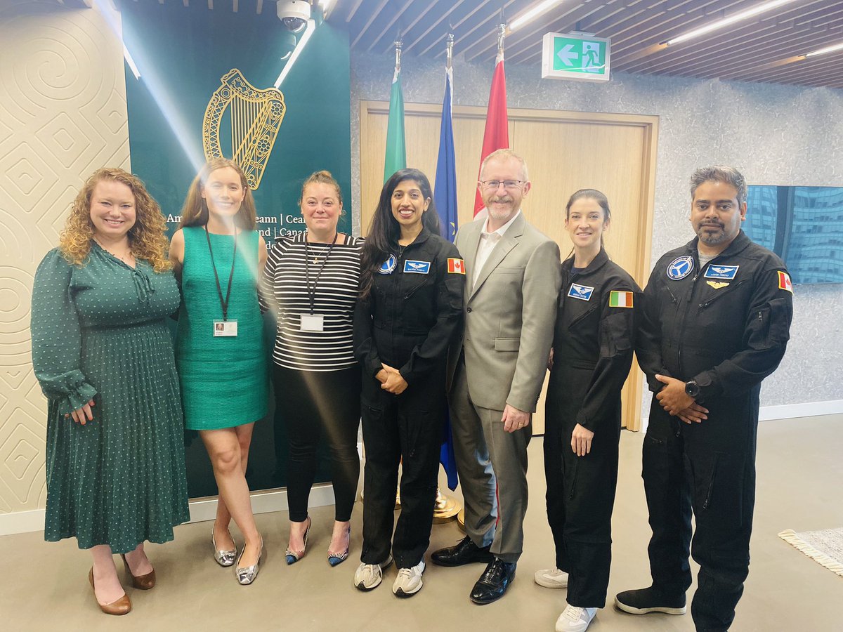 Irish Embassy Canada (@irlembcanada) on Twitter photo Ireland Canada relations are out of this world! 🚀 Today, we were delighted to meet Ireland’s first astronaut <a href="/SpaceNorah/">Dr. Norah Patten 🚀</a> alongside her Canadian colleagues <a href="/shawnapandya/">Dr. Shawna Pandya</a> and Aaron Persad 🇮🇪🇨🇦 Ireland Canada relations are out of this world! 🚀 Today, we were delighted to meet Ireland’s first astronaut <a href="/SpaceNorah/">Dr. Norah Patten 🚀</a> alongside her Canadian colleagues <a href="/shawnapandya/">Dr. Shawna Pandya</a> and Aaron Persad 🇮🇪🇨🇦