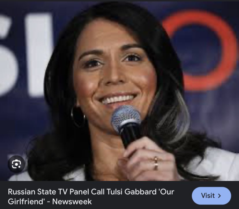 NEW

Donald Trump has brought in Tulsi Gabbard, a notorious Kremlin propagandist, and an Assad apologist, for debate preparation against VP Kamala Harris, the NYT reports. 

This should tell you everything you need to know about Trump and his campaign.
