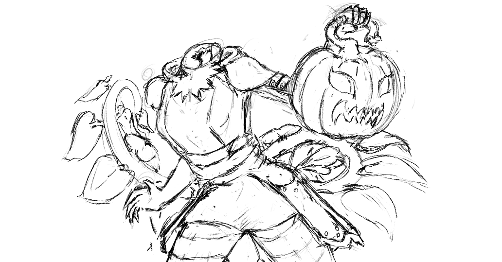 WolfRisque's tweet photo. Hey twitter, it's been a while. Wanna see a sketch of a pumpkin dullahan I did for Halloween aka Spooky Month? https://t.co/vChlD6AIhY