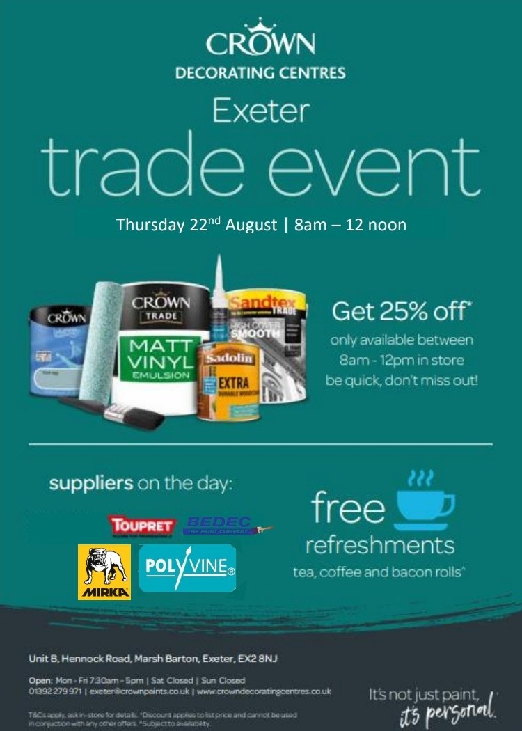 #tradeday #devondecorating #crownpaints #devonpaintinganddecorating #diy #exetertrade #exeterdiy #Exeter