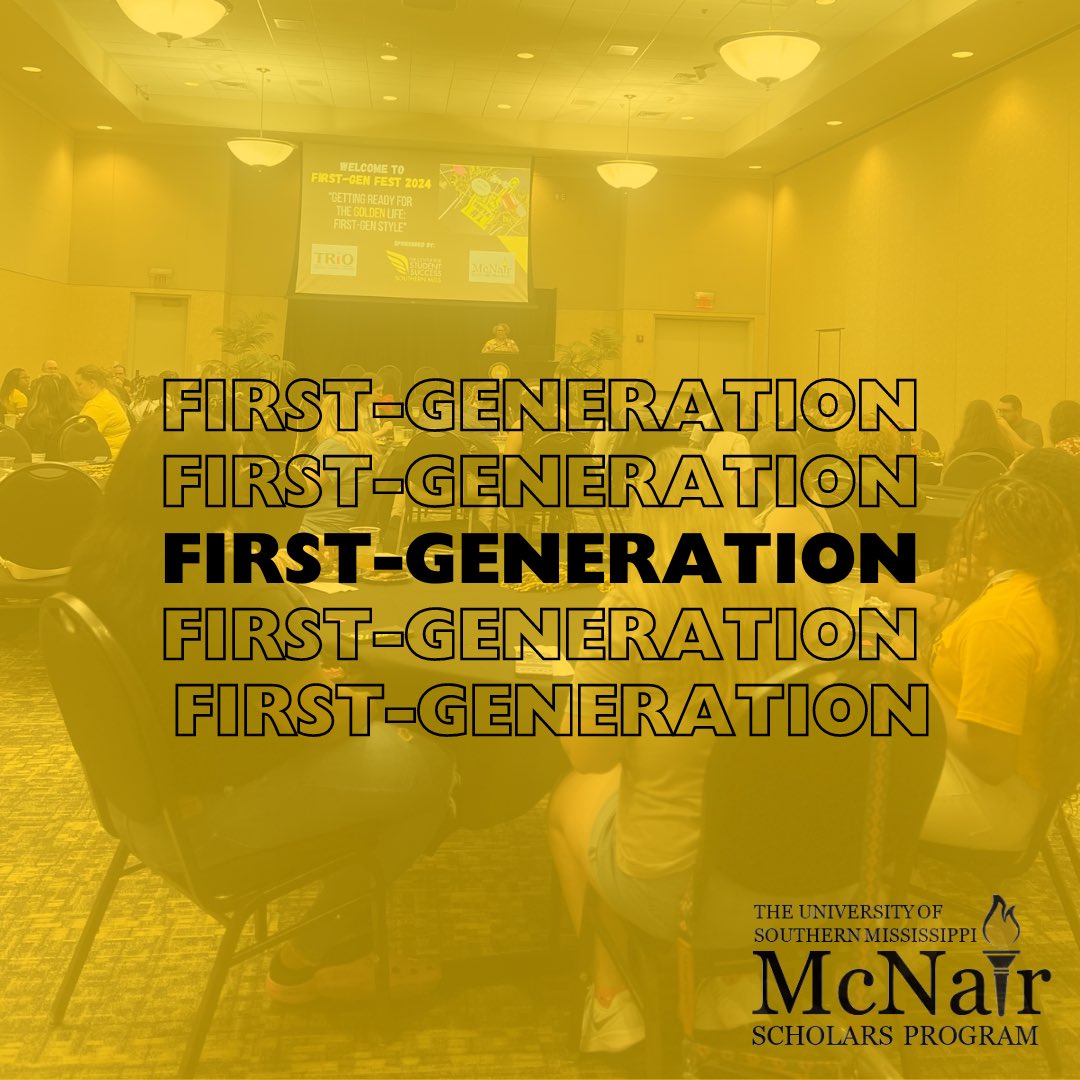 McNair_USM's tweet photo. Had a blast last night meeting so many amazing first-year, first-gen Golden Eagles! First-Gen Fest is always a great time with @triosssusm and @usm_success 💛 #FirstGenFest #GoldenEagles #SMTTT #McNairScholars #McNairProud #PhDBound https://t.co/cp64wt5Xt9